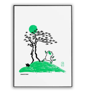 二毛版画《松柏之质》