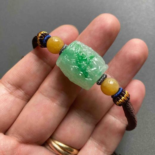 糯冰种阳绿翡翠路路通手绳 商品图7