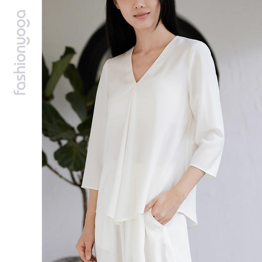 凡圣瑜伽褶裥V领中国风禅意长袖 FM11320 商品图2