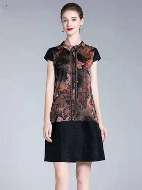 伊陵品牌1135款休闲女士香云纱连衣裙