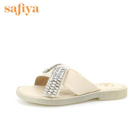 Safiya索菲娅交叉闪钻拖鞋2021新款透明底舒适凉拖夏SF12110006