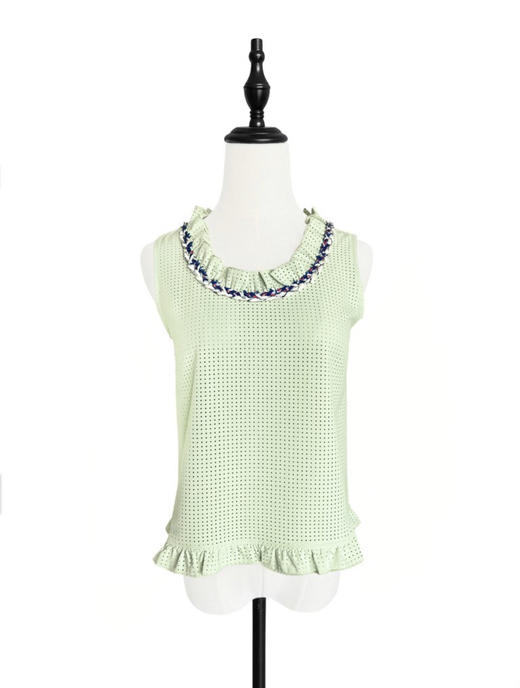 TYNVIE 领圈编织装饰无袖上衣 - 薄荷绿 商品图1