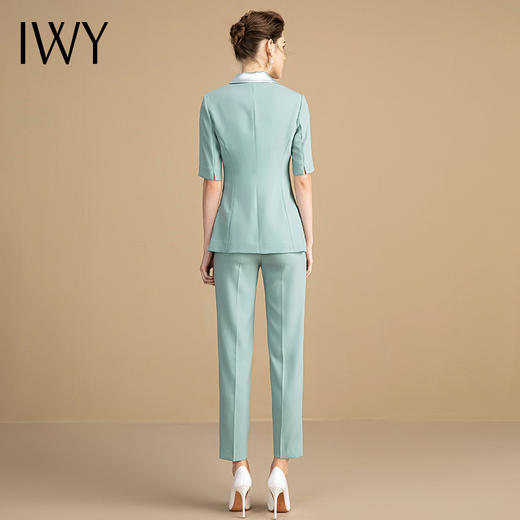 IWY/绿色短袖西装套装女薄款气质休闲商务名媛正装职业装212094C1+212094P1 商品图3