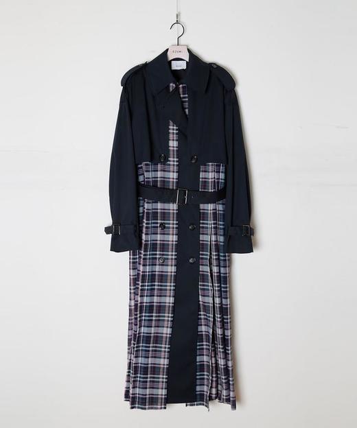 EZUMi 格纹百褶拼接风衣 商品图0