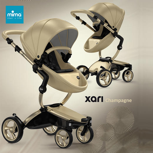 西班牙mima xari【限量款】香槟金 软减震婴儿推车可坐可躺可折叠高景观推车 商品图1