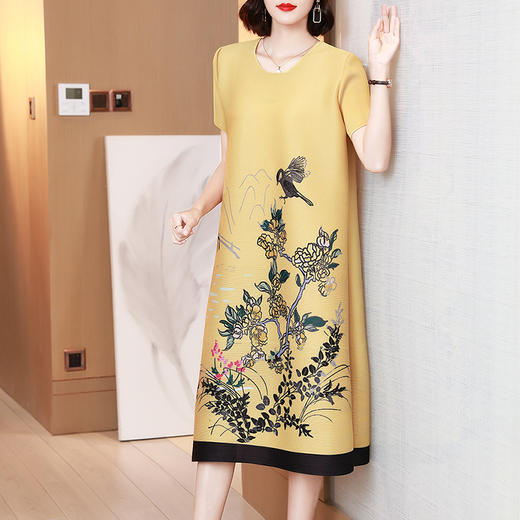 上海旗袍厂JN-k210503三宅褶皱一生连衣裙2021夏季新款女装烫钻裙 商品图6