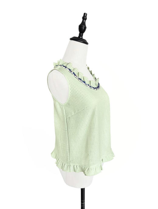 TYNVIE 领圈编织装饰无袖上衣 - 薄荷绿 商品图2