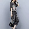 JY8900 2021夏季时尚简约大方气质优雅显瘦印花牛仔圆领舒适两件套 商品缩略图4