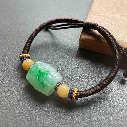 糯冰种阳绿翡翠路路通手绳 商品图0