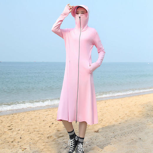 【爆款超低价预售 急单慎拍】长款连帽防晒衣2021夏季新款超薄冰丝开衫过膝全身防紫外线网红款 商品图1