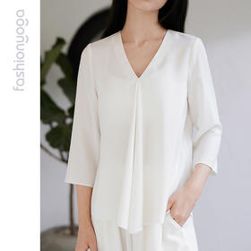 凡圣瑜伽褶裥V领中国风禅意长袖 FM11320