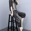 JY8900 2021夏季时尚简约大方气质优雅显瘦印花牛仔圆领舒适两件套 商品缩略图3