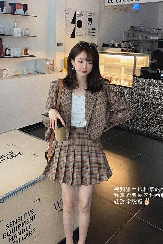 【金蘑菇菇 温莎日记～】春日少女感，学院风格子西装 搭配牛仔 或者半裙都很美~ 商品图0