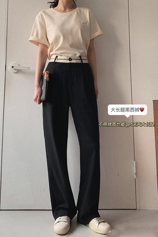 【金蘑菇菇 生图大长腿西裤】春秋阔腿裤垂感休闲拖地裤 商品图5
