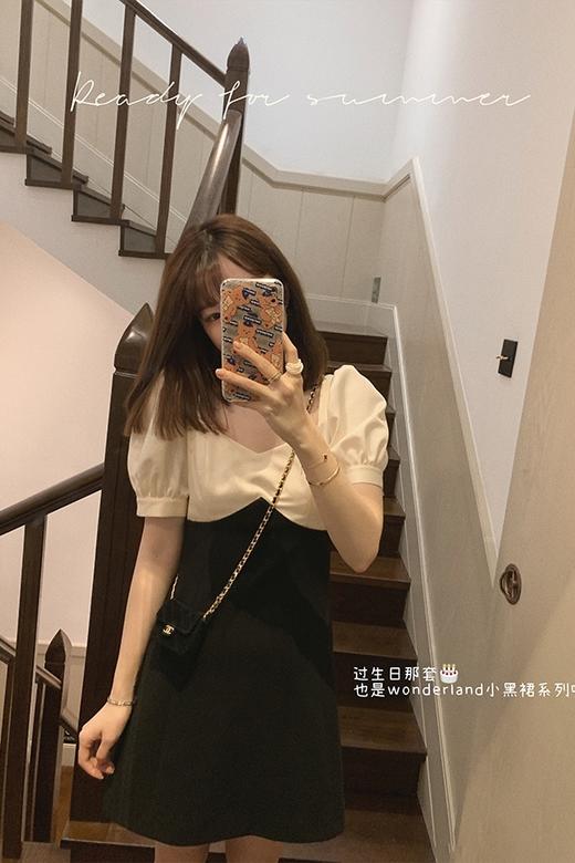 【金蘑菇菇 wonderland小黑裙】设计感小众连衣裙约会裙减龄少女 商品图5