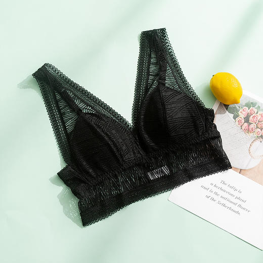 TG-TG02S111法式真丝内衣 蕾丝性感美背桑蚕丝文胸 薄款透气无钢圈抹胸 商品图6