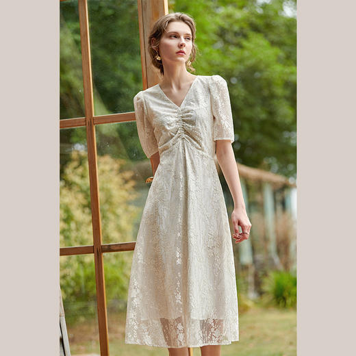 欧芮儿蕾丝连衣裙夏2021新款收腰显瘦法式小心机设计感小众气质裙 商品图2