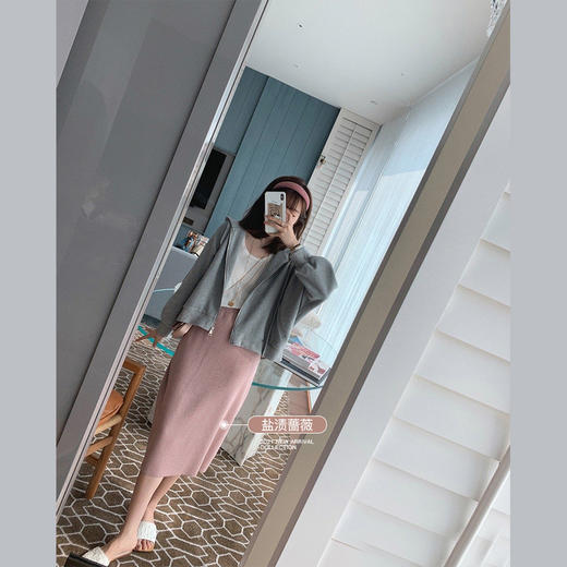 【金蘑菇菇 魔鬼直筒裙 灰色XS/S码 断码】胯宽宝宝的救星！初春温柔半身裙女 商品图3