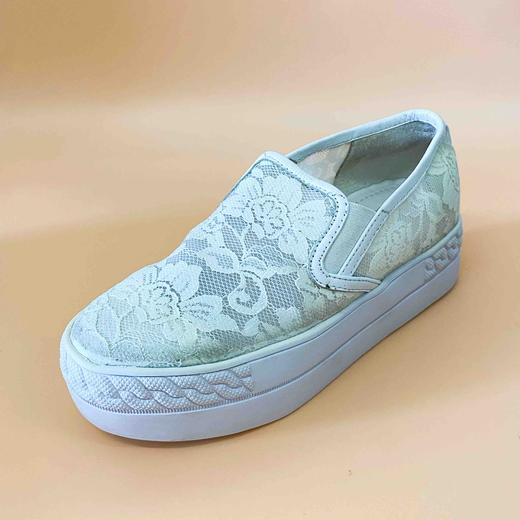 LFGJ  4101  蕾丝懒人鞋蕾丝松糕厚底鞋潮（蕾丝面整体发黄介意慎拍 特价不退换） 商品图0