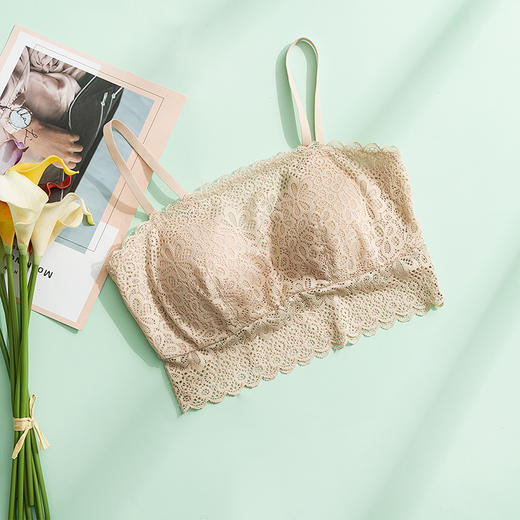 TG-TG02S102真丝蕾丝无钢圈抹胸背心式文胸女防走光桑蚕丝内衣吊带胸罩 商品图7