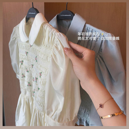 【金蘑菇菇 英国梨与小苍兰】绣花法式可爱复古设计感连衣裙 商品图4