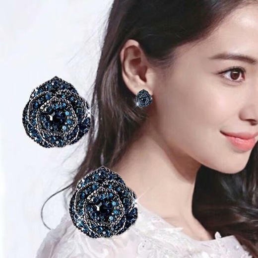 JU-ABD1120欧美风复古玫瑰花耳钉女韩国气质百搭镶钻耳环简约个性网红耳饰品 商品图0