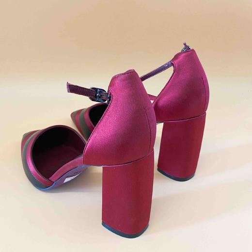 LF.CHOICE A018 丝绸牛皮拼接镂空凉鞋高跟鞋 商品图3