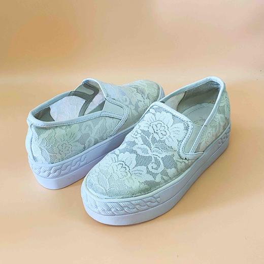 LFGJ  4101  蕾丝懒人鞋蕾丝松糕厚底鞋潮（蕾丝面整体发黄介意慎拍 特价不退换） 商品图2