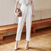 欧芮儿白色休闲裤女2021新款夏时尚气质简洁装饰扣斜纹百搭锥形裤 商品缩略图2