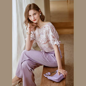 欧芮儿印花雪纺衫女2021新款气质时髦简约设计感小众炫彩上衣