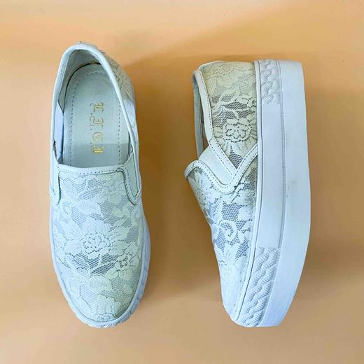 LFGJ  4101  蕾丝懒人鞋蕾丝松糕厚底鞋潮（蕾丝面整体发黄介意慎拍 特价不退换） 商品图5