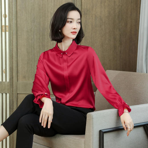 上海旗袍厂ASE-9039 花边圆领时尚真丝衬衫 商品图1