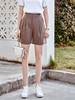 欧芮儿卡其色休闲裤女2021新款洋气百搭打褶A字阔腿西装短裤 商品缩略图0
