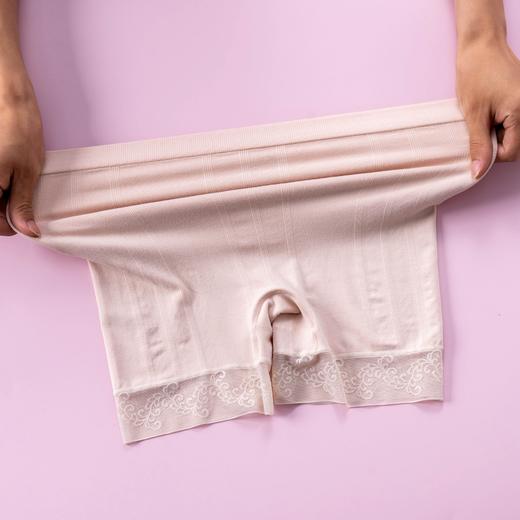 【90-150斤】裸氨女士无缝内裤精梳棉高腰弹力平角裤蕾丝花边安全裤（单条装）2015/0009/0019/0020/0022 商品图9