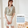 欧芮儿上衣女2021新款短袖气质显瘦法式V领设计感碎花雪纺衫 商品缩略图2