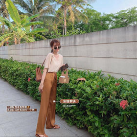 【金蘑菇菇 夏日刚需 醋酸滑滑裤】垂感宽松直筒慵懒风 一个色