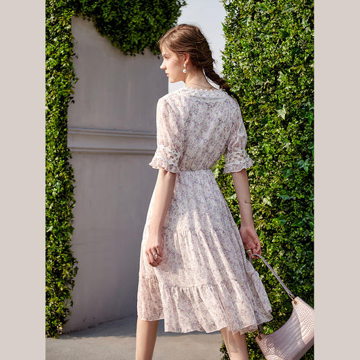 欧芮儿蕾丝连衣裙夏2021新款收腰显瘦法式优雅简约气质定制印花裙 商品图2