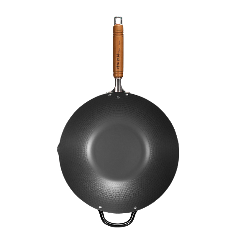 神田窒化槌目纹33cm中华炒锅(玻璃盖)