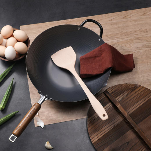 神田窒化槌目纹33cm中华炒锅(玻璃盖) 商品图3