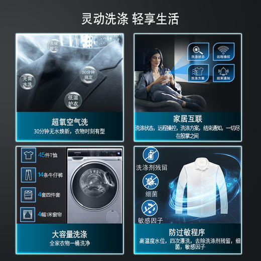 西门子(SIEMENS)（251910） 10公斤滚筒 除菌除螨除异味 超氧空气洗 家居互联 洗衣机 XQG100-WG54C3B8HW 商品图3