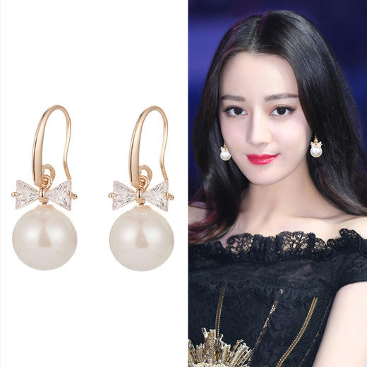 JU-R3520韩国时尚网红红色珍珠耳环2019新款潮耳钩女气质优雅个性耳坠 商品图1