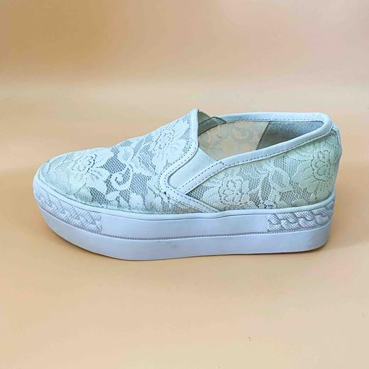 LFGJ  4101  蕾丝懒人鞋蕾丝松糕厚底鞋潮（蕾丝面整体发黄介意慎拍 特价不退换） 商品图1