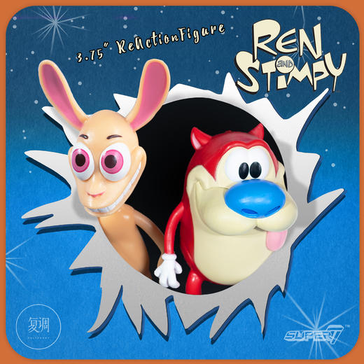 现货 Super7 莱恩和史丁比 Ren & Stimpy  3.75英寸 挂卡 商品图1