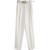 欧芮儿白色休闲裤女2021新款夏时尚气质简洁装饰扣斜纹百搭锥形裤 商品缩略图3