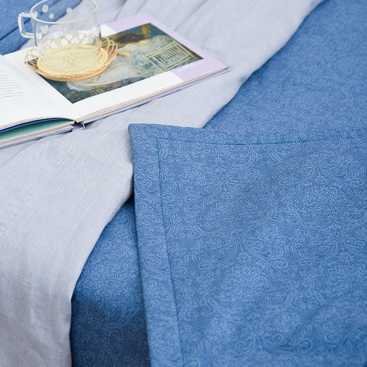 简约蓝色夏凉被空调盖毯床品 商品图1