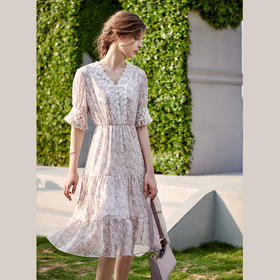 欧芮儿蕾丝连衣裙夏2021新款收腰显瘦法式优雅简约气质定制印花裙