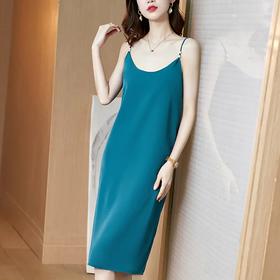 KQL E001M3786纯色气质修身吊带裙