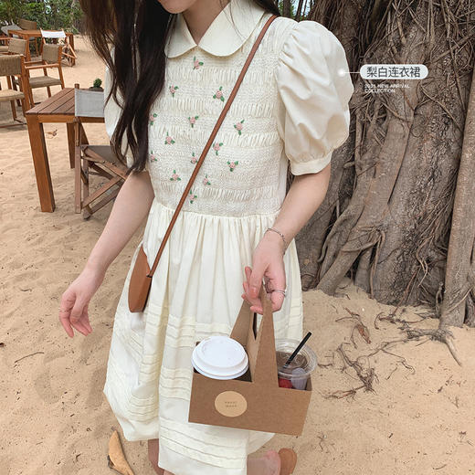 【金蘑菇菇 英国梨与小苍兰】绣花法式可爱复古设计感连衣裙 商品图2