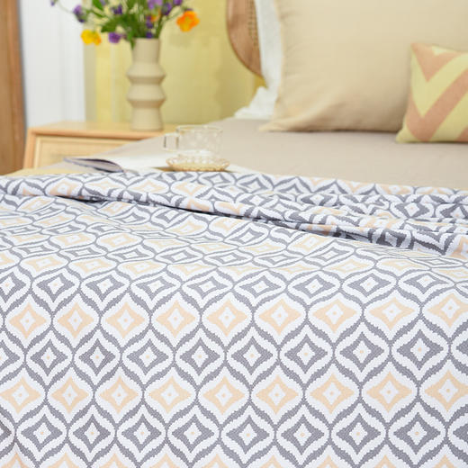 经典菱形图案亚麻盖毯空调盖毯夏凉被 商品图3