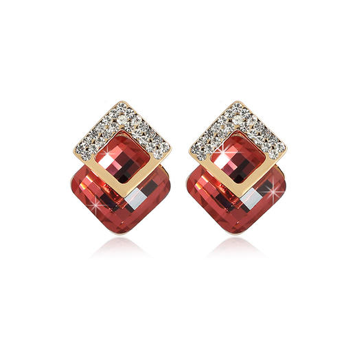 JU-SF0102网红耳饰潮韩国时尚气质优雅简约耳钉欧美个性百搭水晶菱形耳环女 商品图4